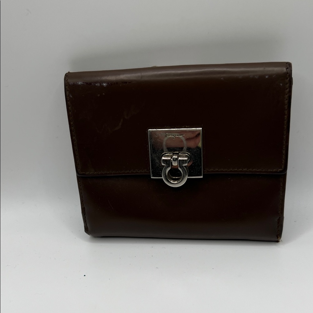 Salvatore Ferragamo Dark Brown Wallet with Silver Accent